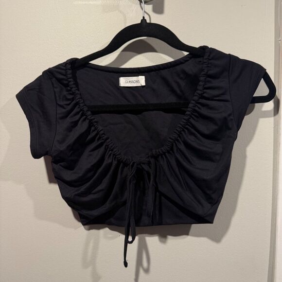 Glassons Supersoft Ruched Tie Front Crop Top - size XS - Picture 1 of 3